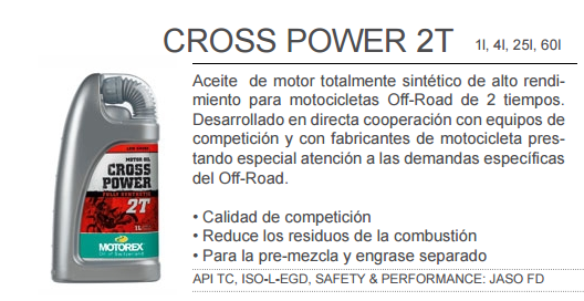 ACEITE MOTOREX CROSS POWER 2T 1L.